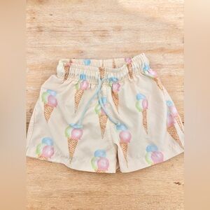 Sal & Pimenta Cream Print Kids Swim Trunks
